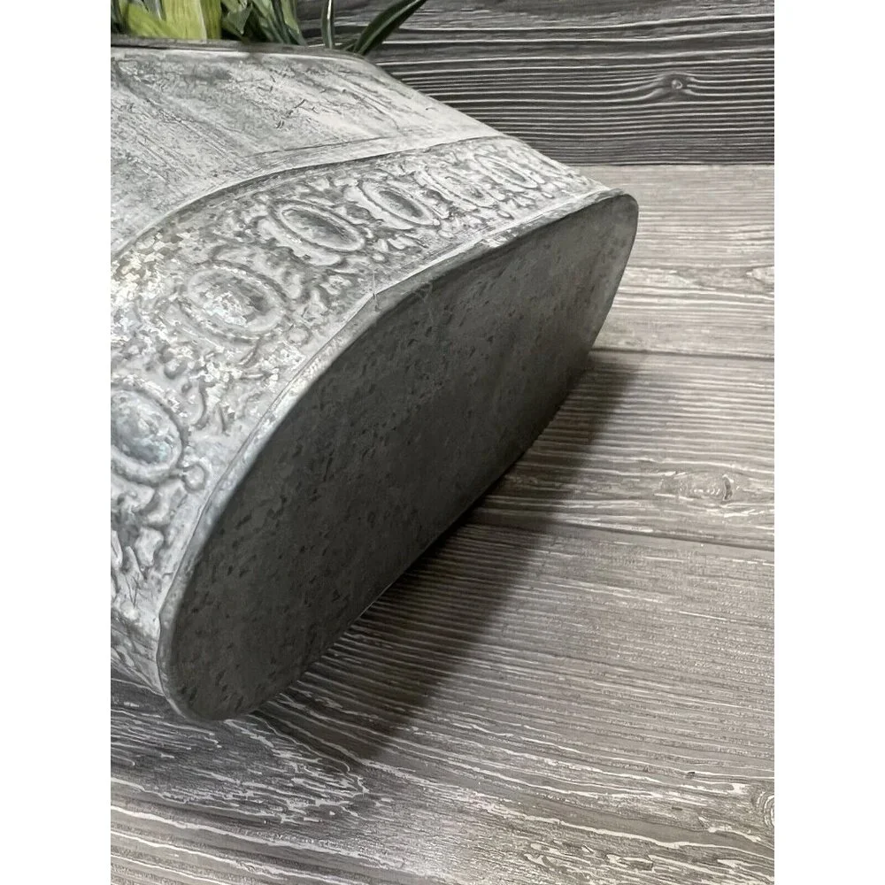 Faux Floral Lavender in Metal Planter Flower Arrangement Spring Cottagecore